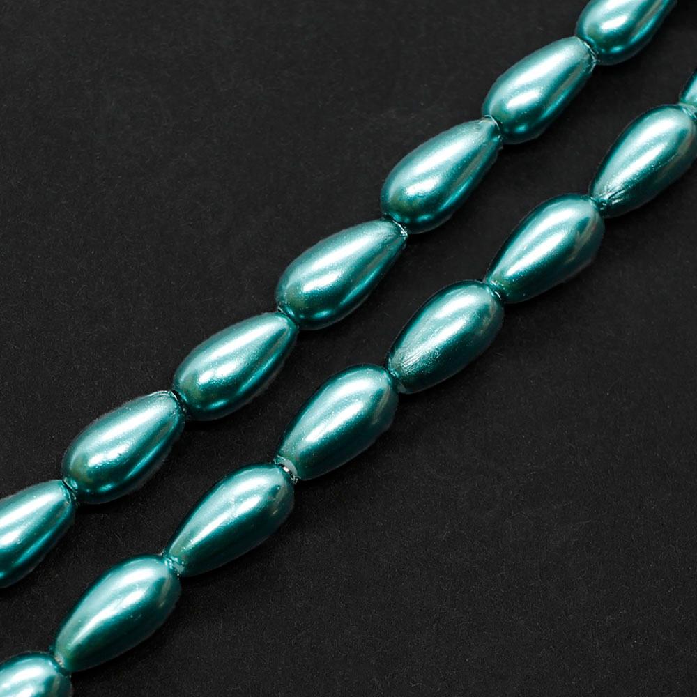 Glass Pearl Drop Beads 4x8mm - Teal
