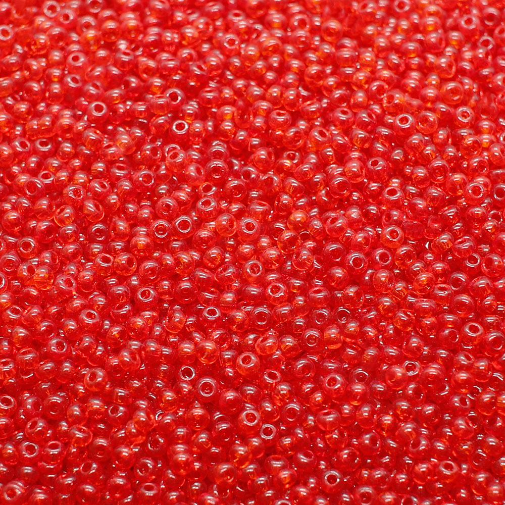 FGB Beads Transparent Cherry Red Size 12 - 50g