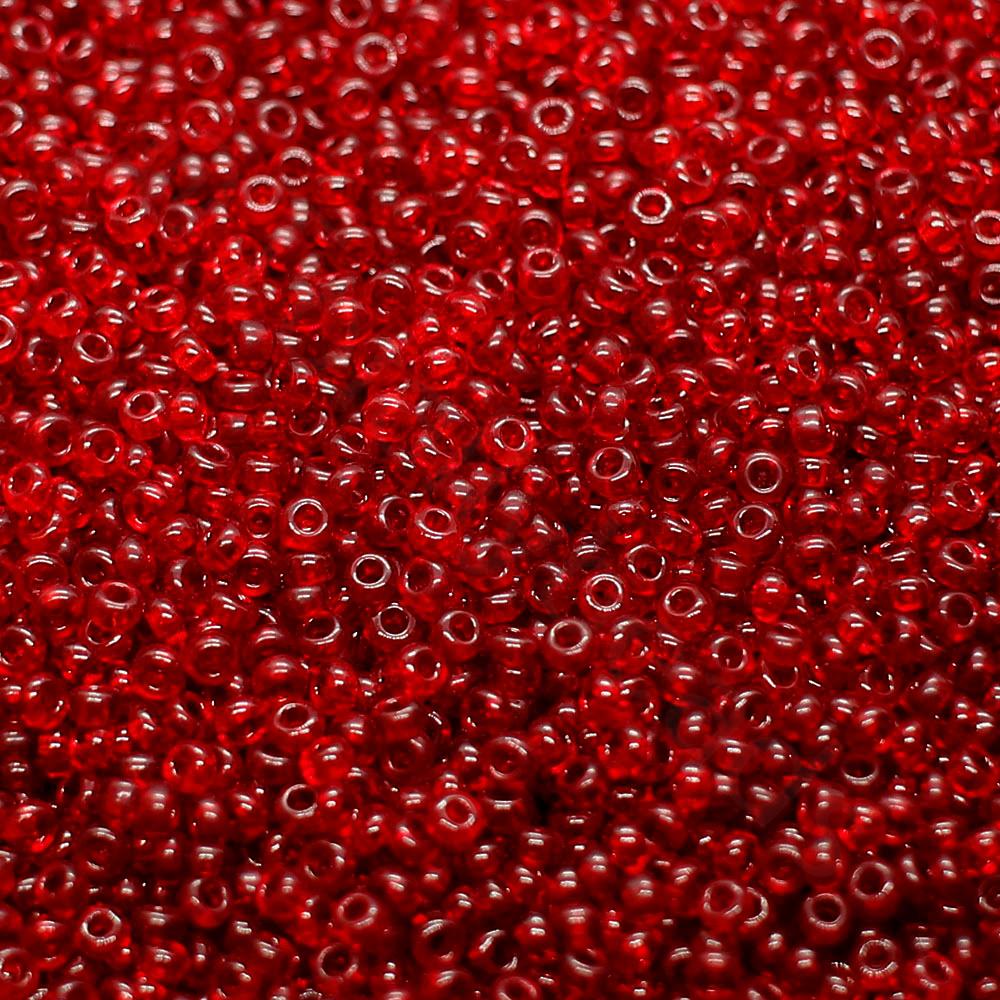 FGB Beads Transparent Crimson Size 12 - 50g