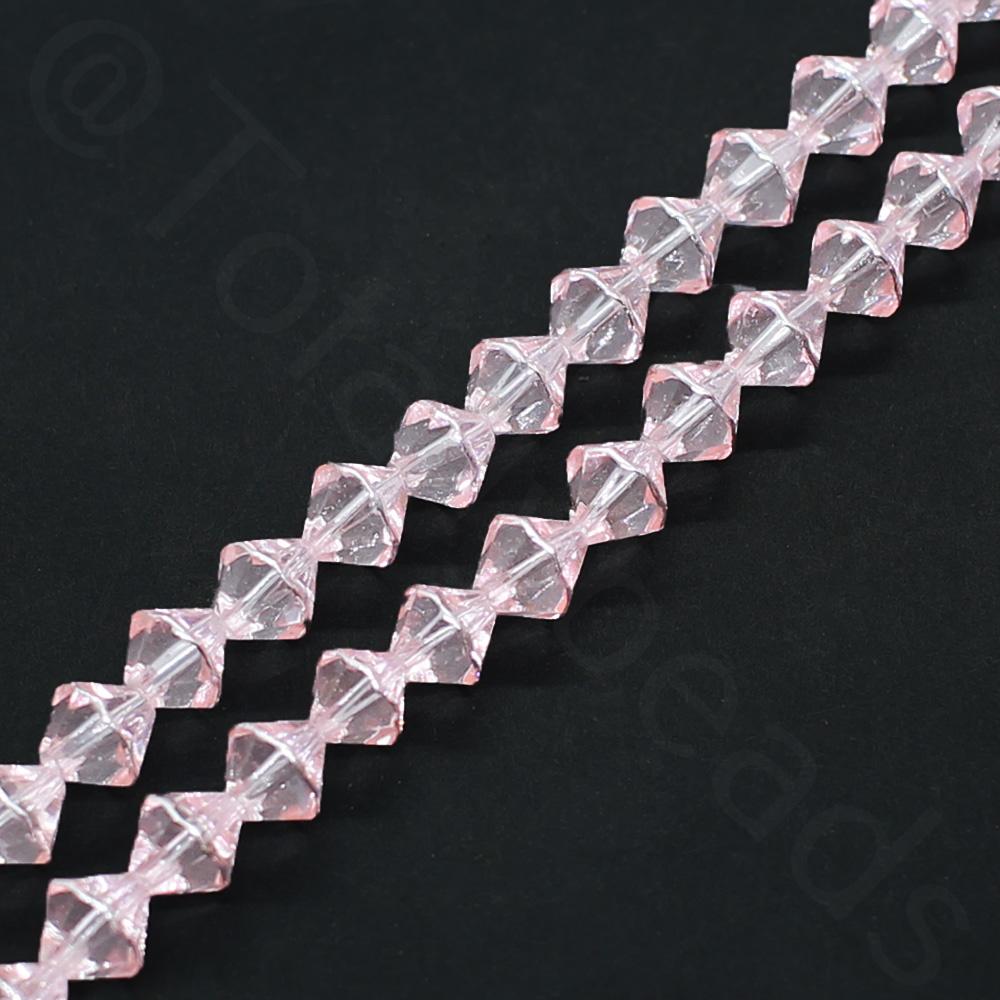 Glass Bicone with Silver Edge 8mm -  Pastel Pink
