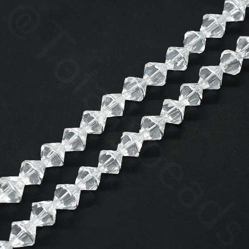 Glass Bicone with Silver Edge 8mm - Clear