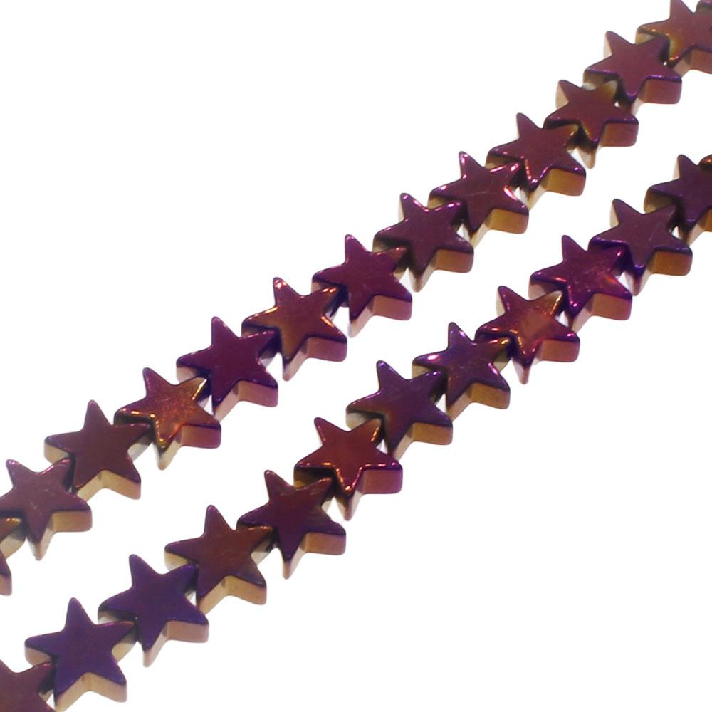 Hematite Flat Star 6mm - Purple Plate