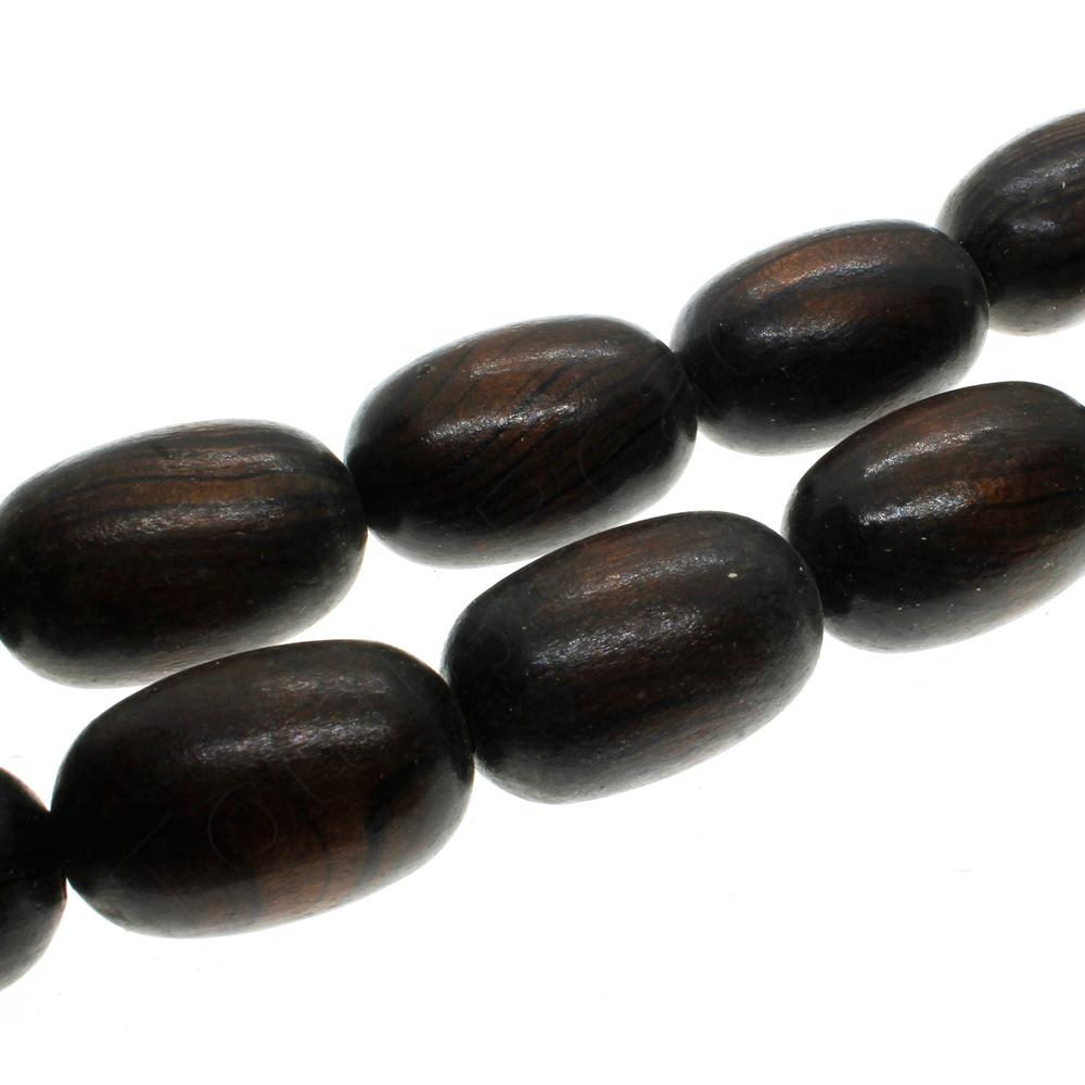 Wooden Oval Beads 30mm 15pcs - Dark Brown