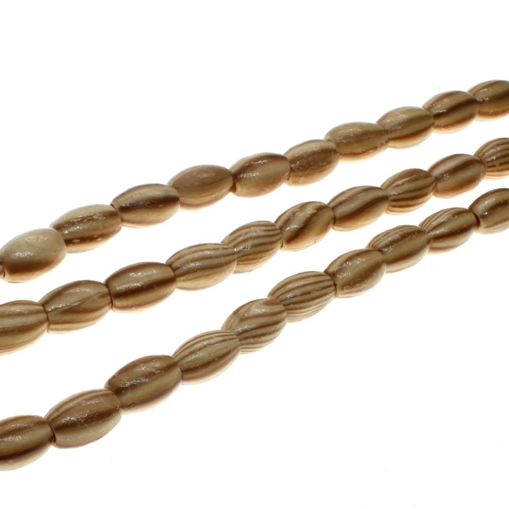 Wooden Rice Beads 8mm 60pcs - Natural Brown
