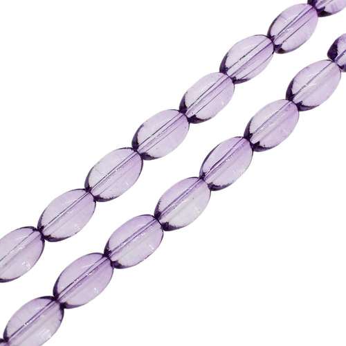 Glass oval beads 4x6mm 32" String - Trans. Lilac