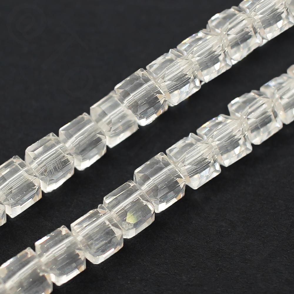 Crystal Faceted Cube 4mm  Crystal Clear 16" inch