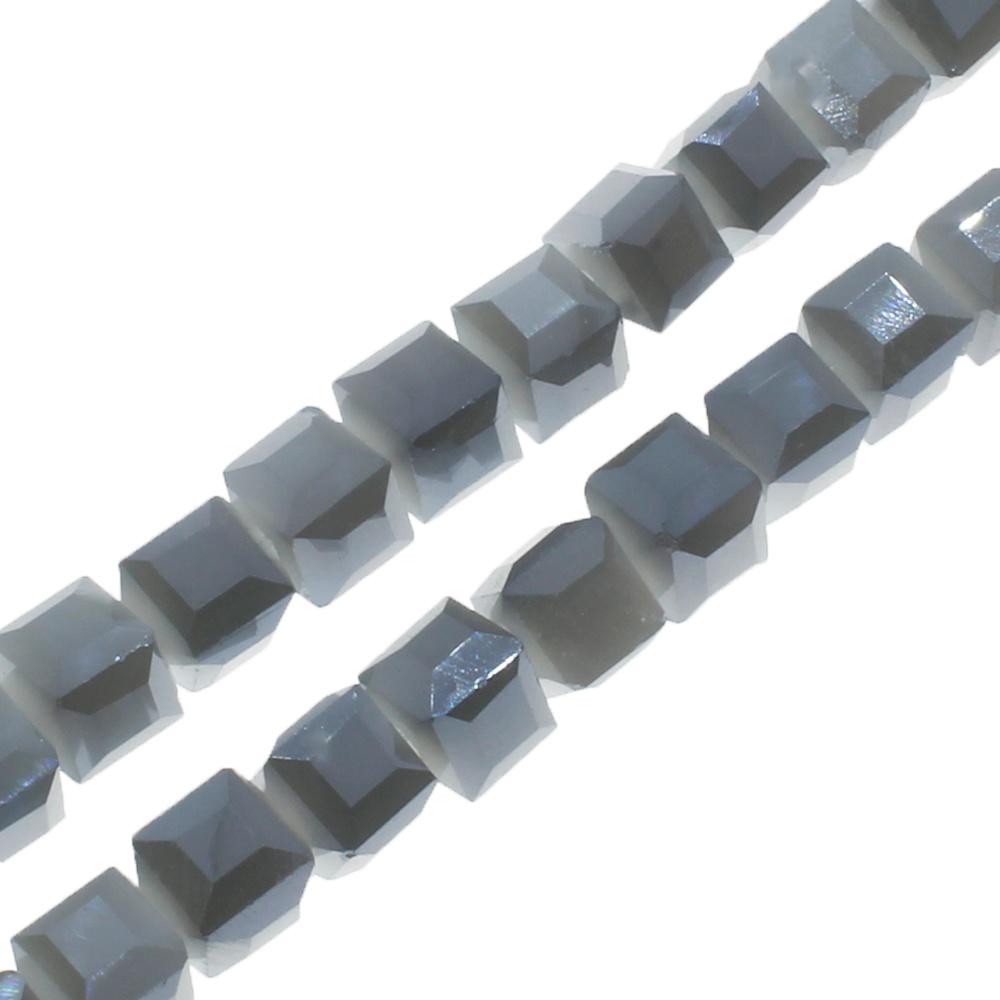 Crystal Faceted Cube 4mm Grey Shadow 16" inch