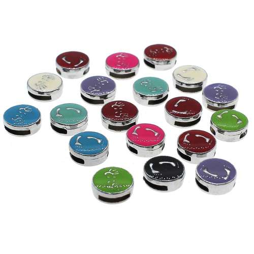 20pcs Slider Letter Bead Enamel - Circle prints bundle