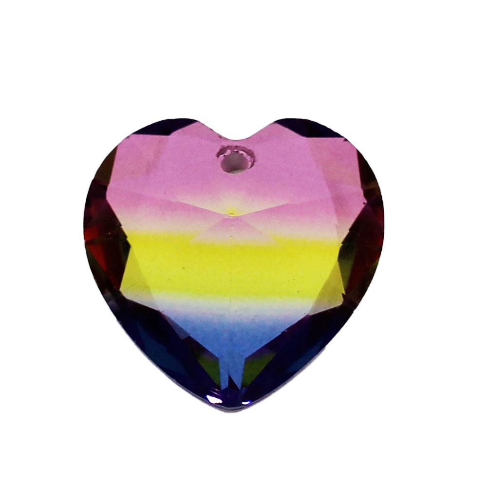 Crystal Pendant - Heart 15mm - Ombre Rainbow
