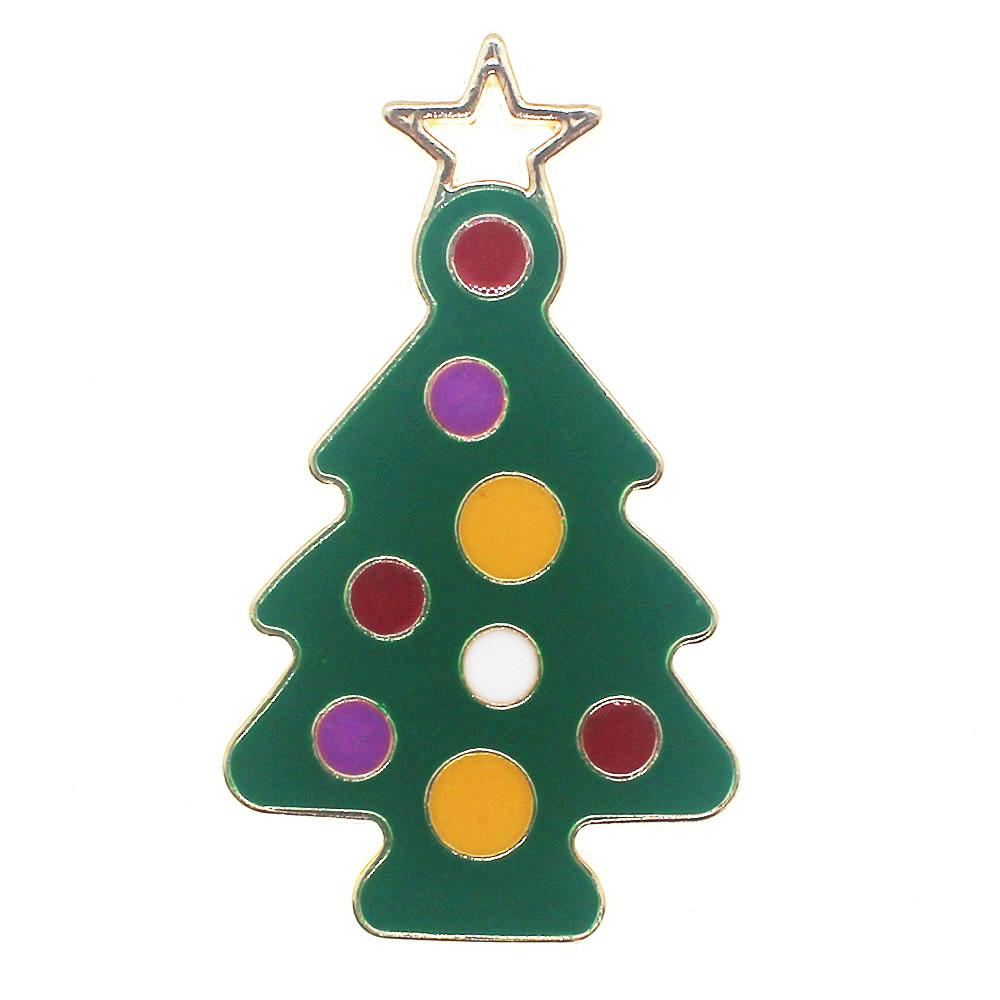 Enamel Christmas Gold Charm - Large tree with baubles 2pc