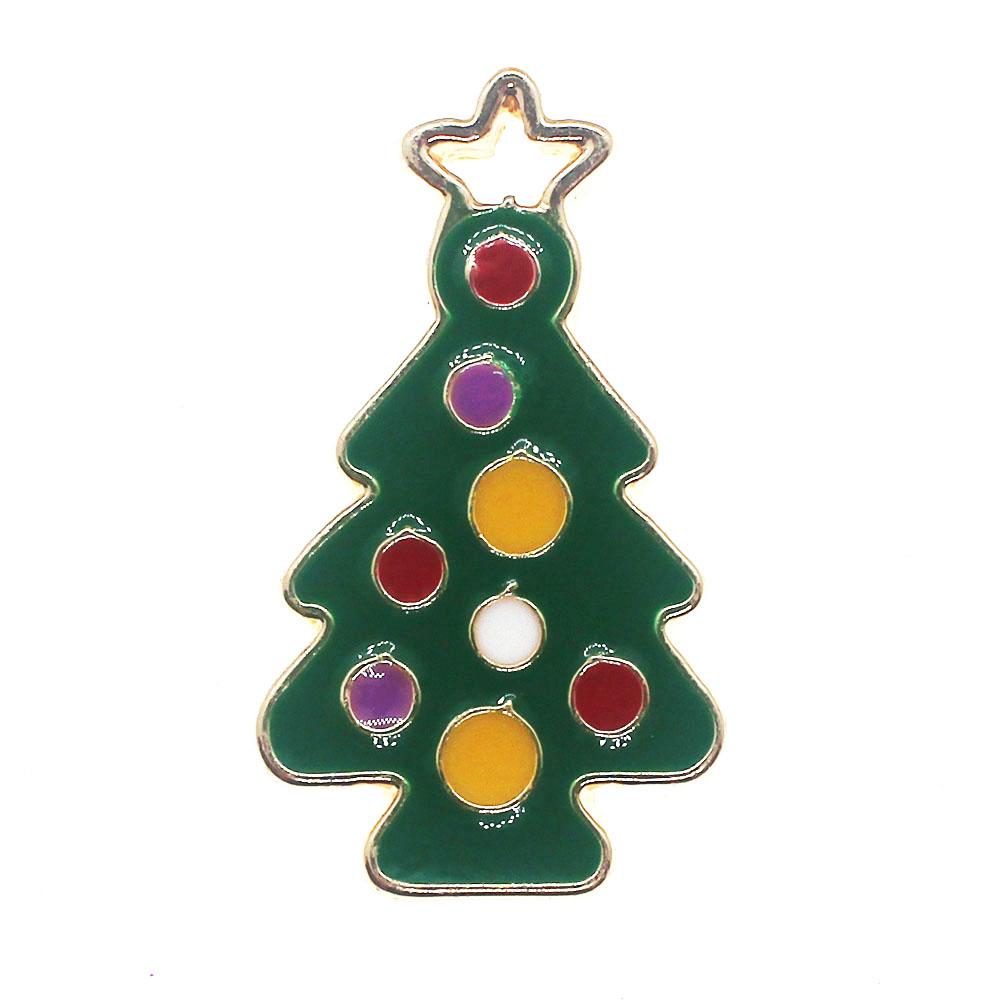 Enamel Christmas Gold Charm - Small tree with baubles 2pc