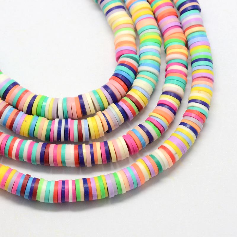 Fimo Heishi Disc Beads 6mm - Rainbow 16" String
