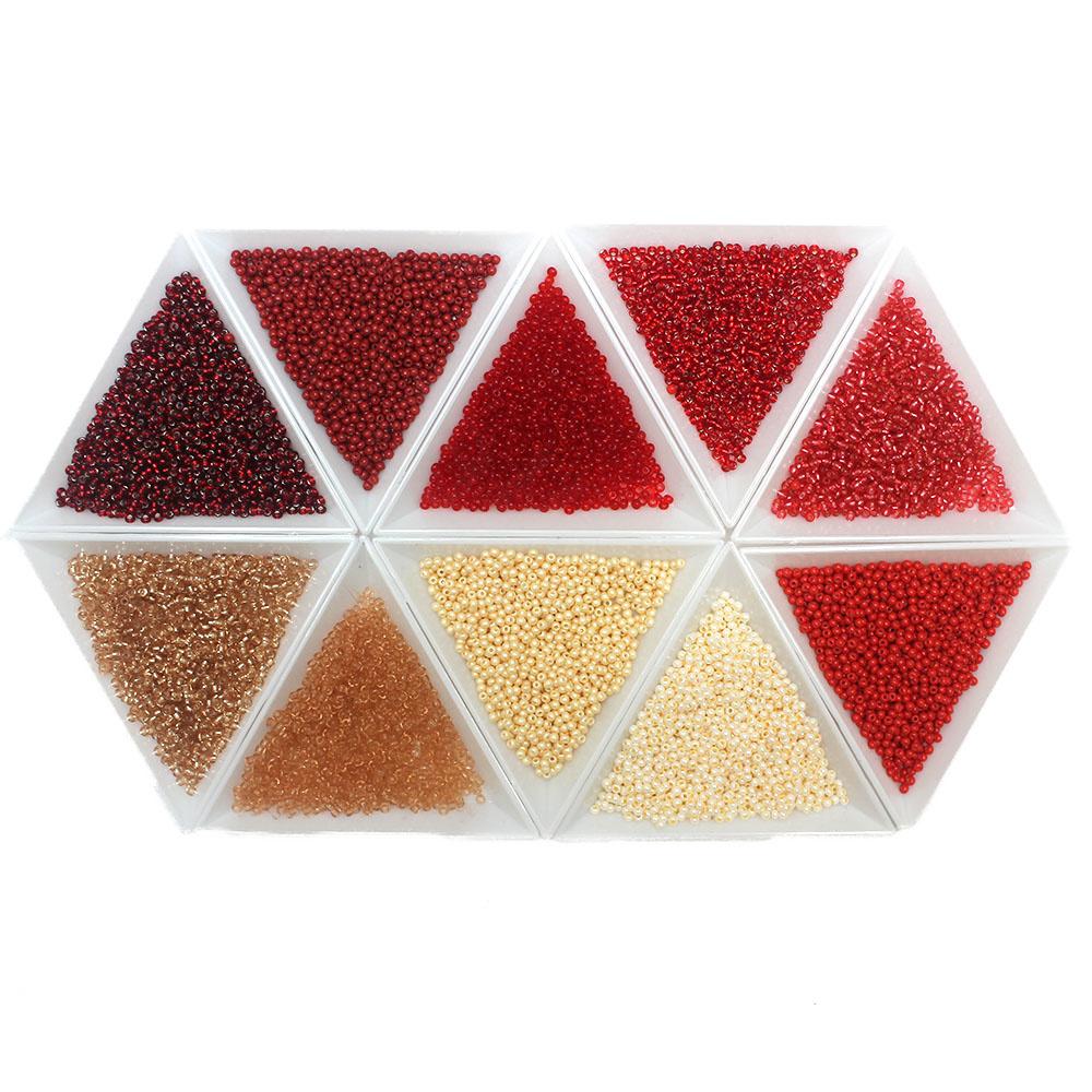 FGB size 12 seed beads - 10 Colours - Reds