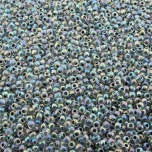 Toho Size 11 Seed Beads 10g - Inside Colour Rainbow Crystal Grey
