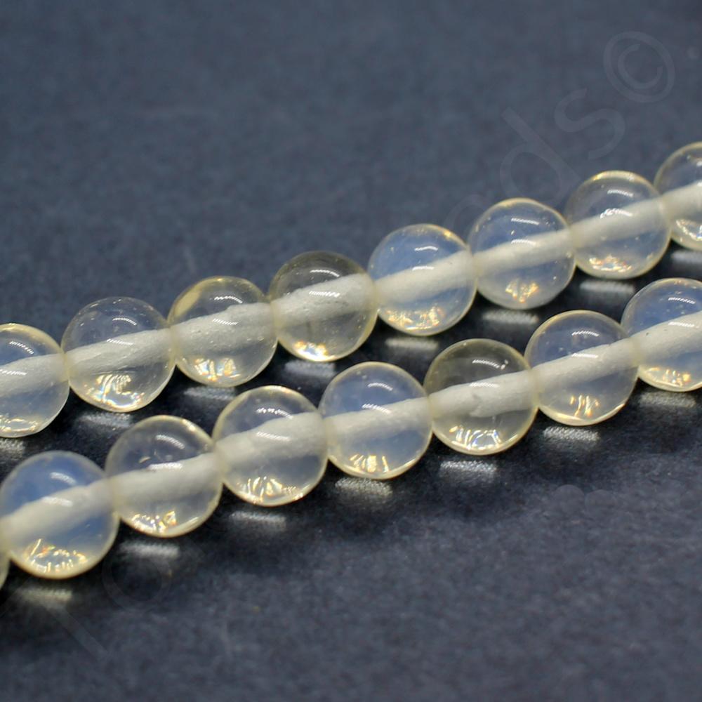 Opal Cream Round Transluscent Beads - 6mm