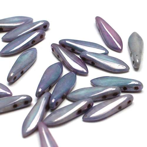 5x16mm Czech glass glass beads luster metallic amethyst — high-quality two-hole beads ideal for jewelry making, bead weaving, and crafts