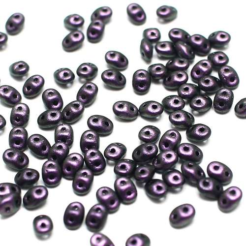 10g Czech glass Rulla beads polychrome black currant — two-hole beads for jewelry making and bead weaving