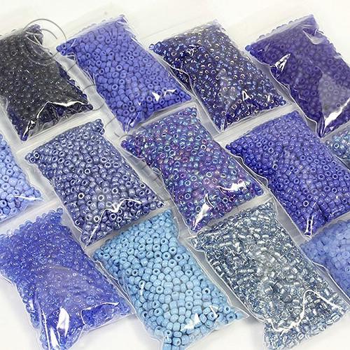 Size 8 Seed Beads Mix 10 x 25g - Blue