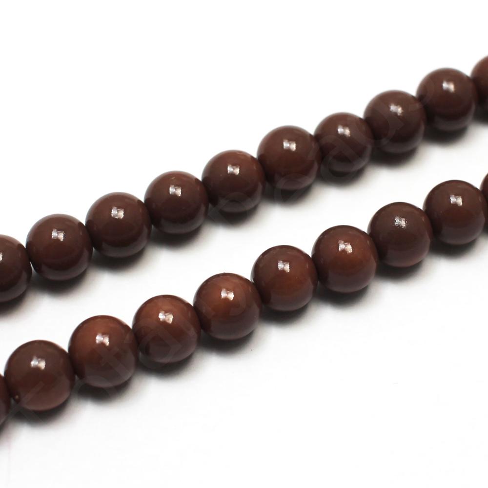 Opaque Glass Round Beads 8mm - Brown