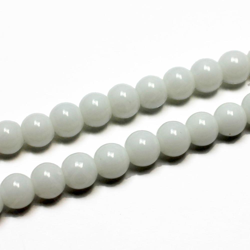 Opaque Glass Round Beads 8mm - White