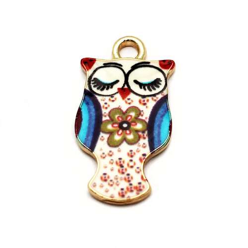 Enamel Gold Charm - Owl 2pc