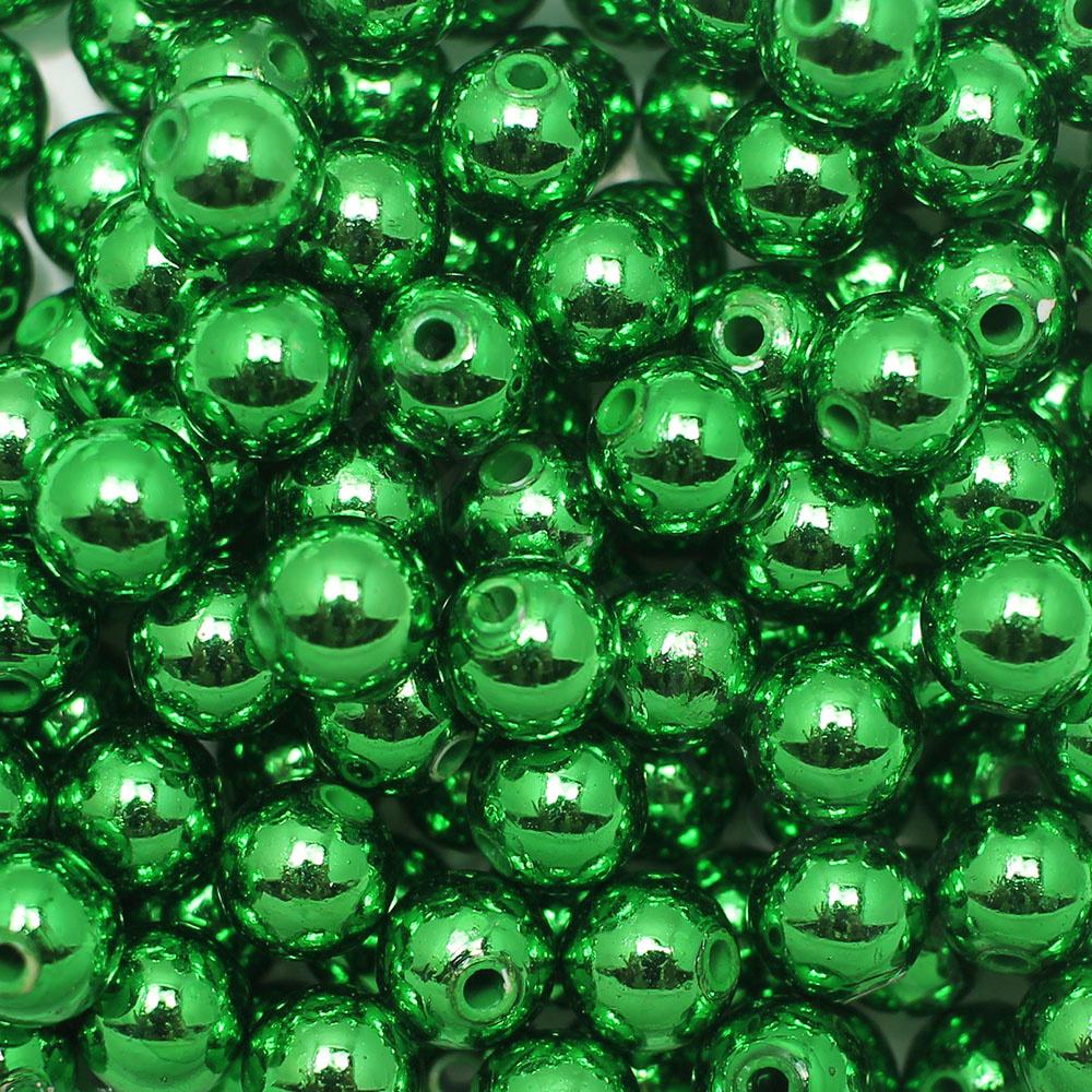 Acrylic Green Round Beads 10mm - 95pcs