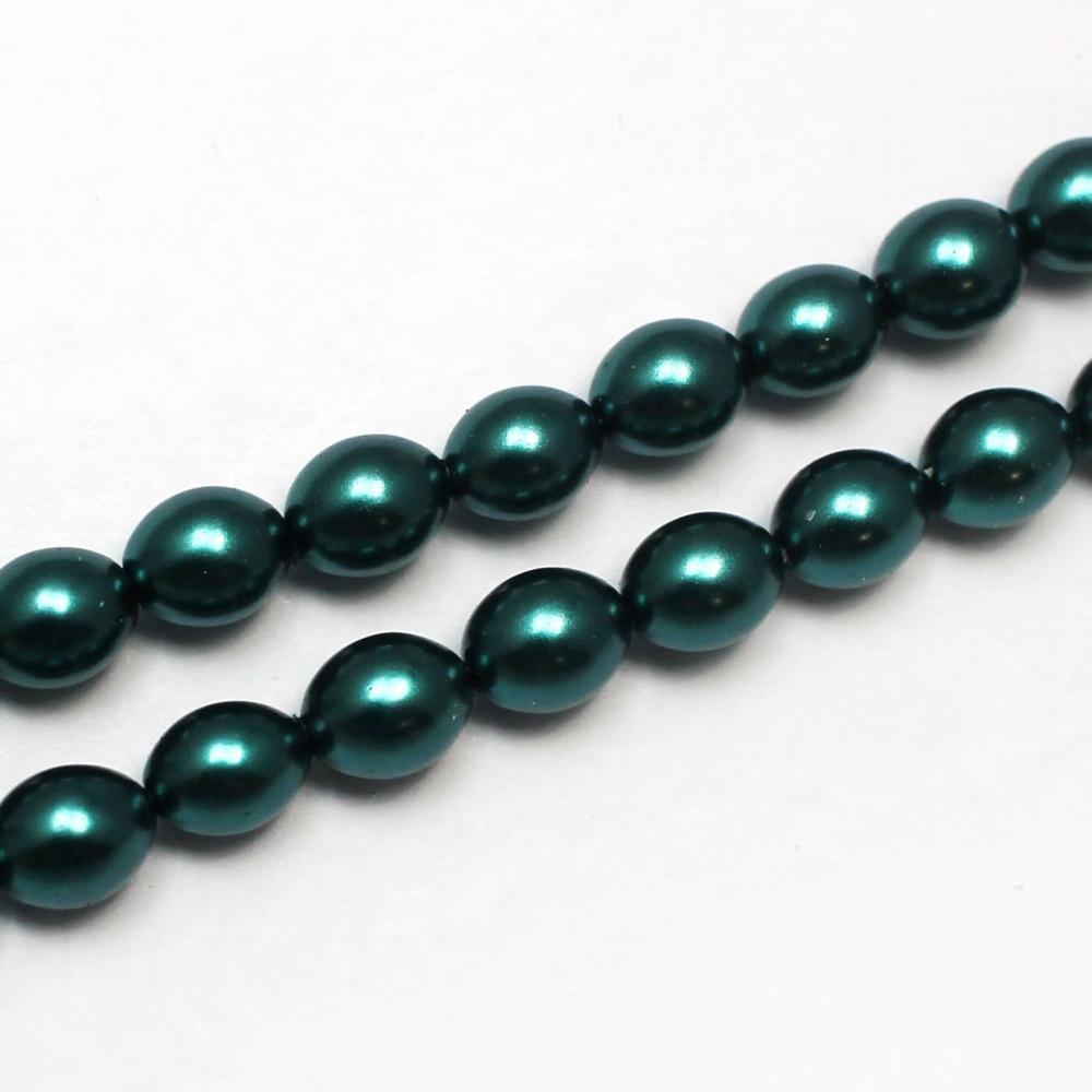 Glass Pearl Oval 6x8mm - Teal
