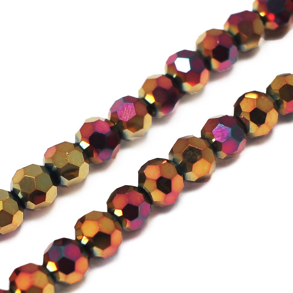 Crystal Round Beads 4mm - Copper Pink