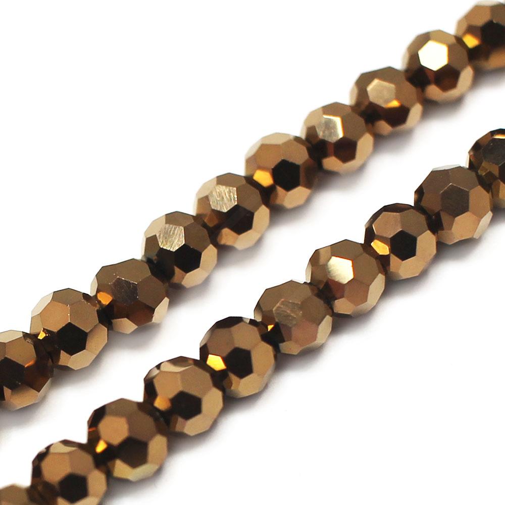Crystal Round Beads 4mm - Bronze Plate