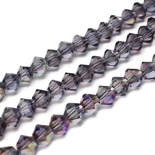 6mm crystal bicone beads purple ab — AB finish, faceted for jewelry making and beadwork