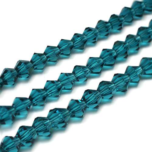 6mm crystal bicone beads dark turquoise — faceted for jewelry making and beadwork