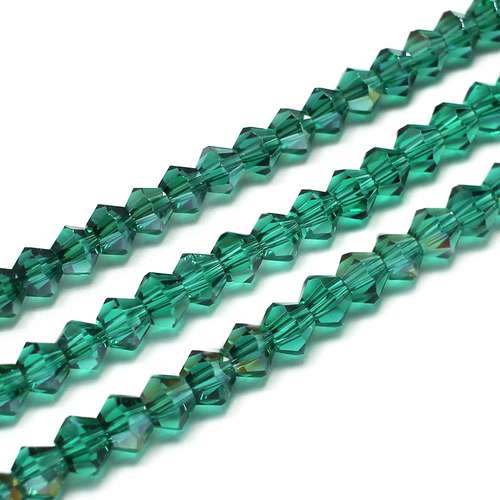 4mm crystal bicone beads teal ab — AB finish, faceted for jewelry making and beadwork