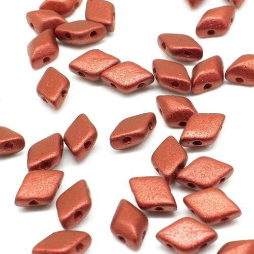 8x5mm 10g Czech glass Rulla beads matt metallic lava — two-hole beads for jewelry making and bead weaving