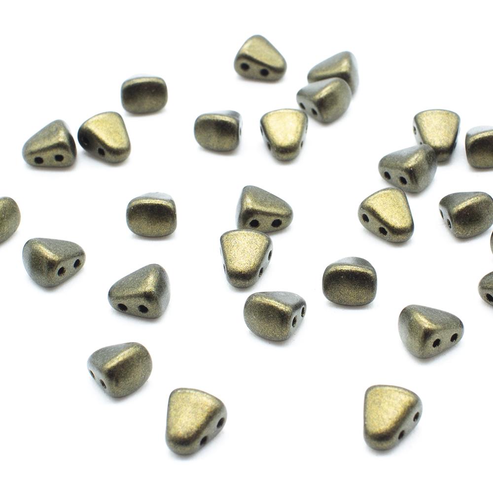 NIB-BIT Czech Glass Beads 30pcs - Metallic Suede Dk Green
