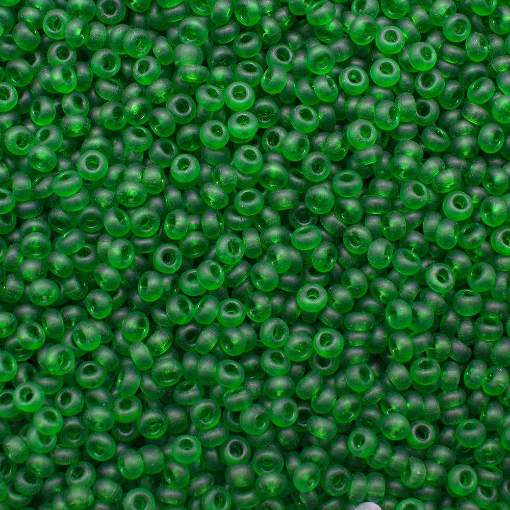 FGB Seed Beads Size 12 Frosted Emerald Green - 50g