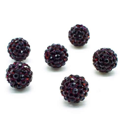 Shamballa Bead 10mm Round - Dark Amethyst 1pc