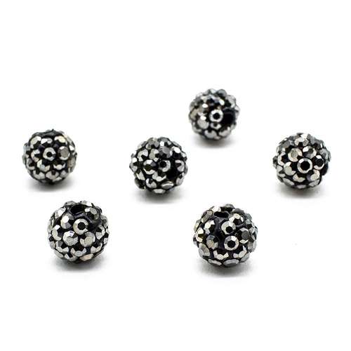 Shamballa Bead 8mm Round - Hematite 1pc