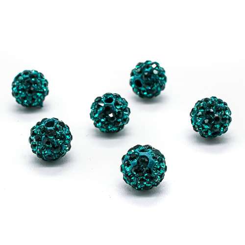 Shamballa Bead 8mm Round - Teal 1pc