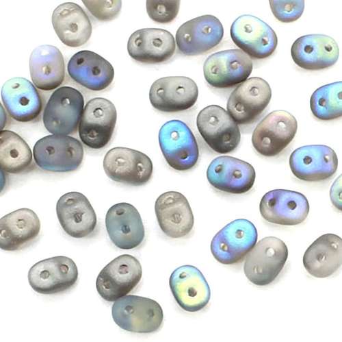 10g Czech glass Rulla beads matte crystal graphite rainbow — two-hole beads for jewelry making and bead weaving