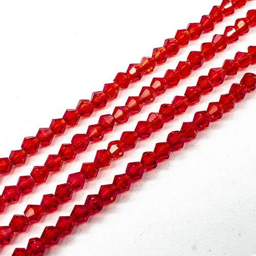 3mm crystal bicone beads deep red — faceted for jewelry making and beadwork