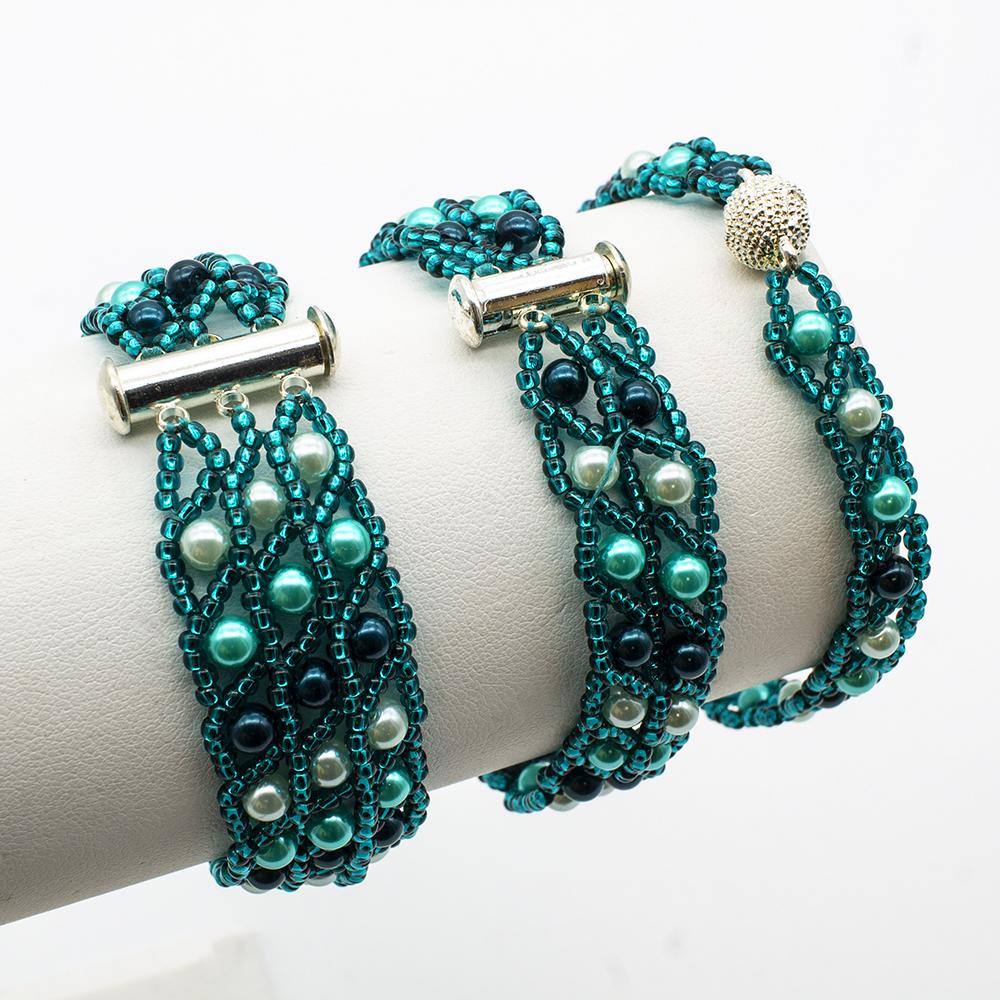 Snake Stitch Make 3 Bracelets - Project Kit - Teal