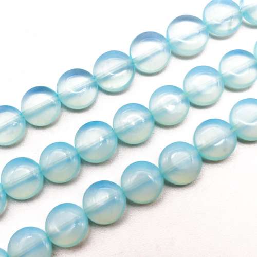 Opal Aqua Flat Coin - 10mm