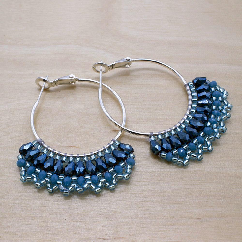 Brick Stitch Earrings - Blue Iris