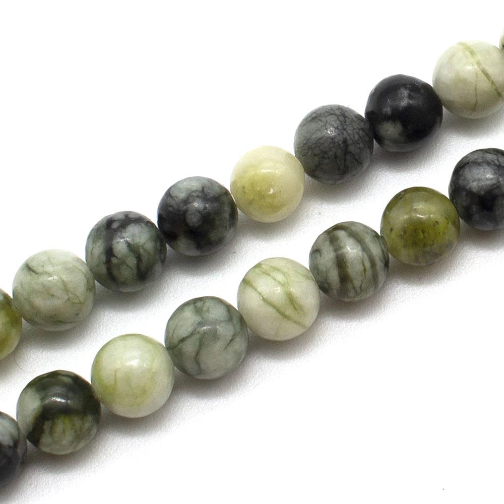 Green Vine Jasper Round Beads - 8mm 15" inch