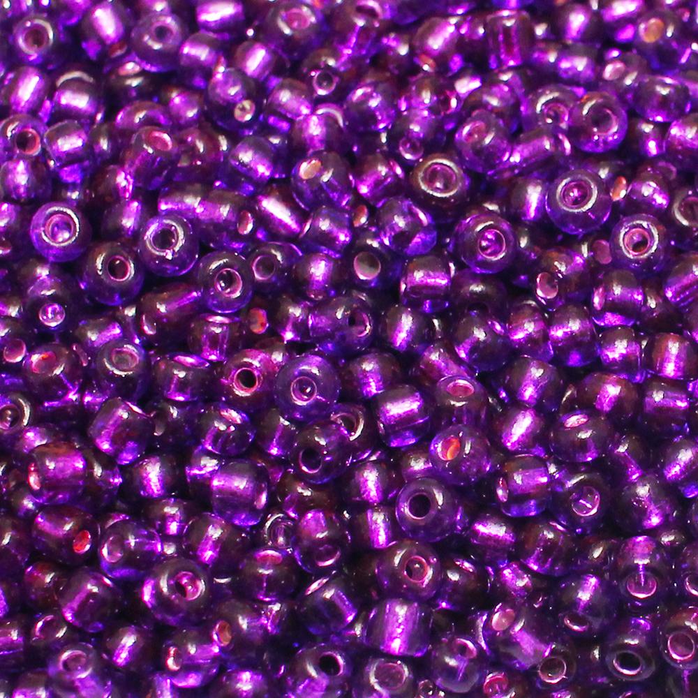 FGB Seed Beads Size 6 Silver Lined Violet  - 50g