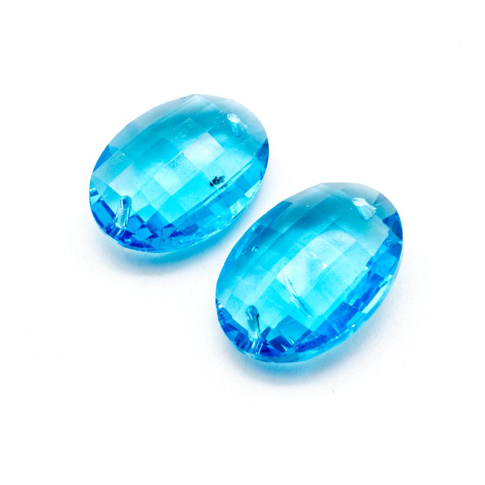 Glass Cyan Extra Large Oval 32x23mm