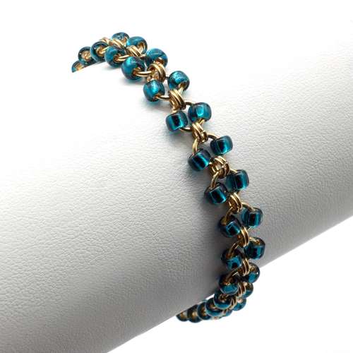 Chain Maille with Beads Kit green gold jewelry making kit — DIY set with beads and instructions for creating handmade jewelry