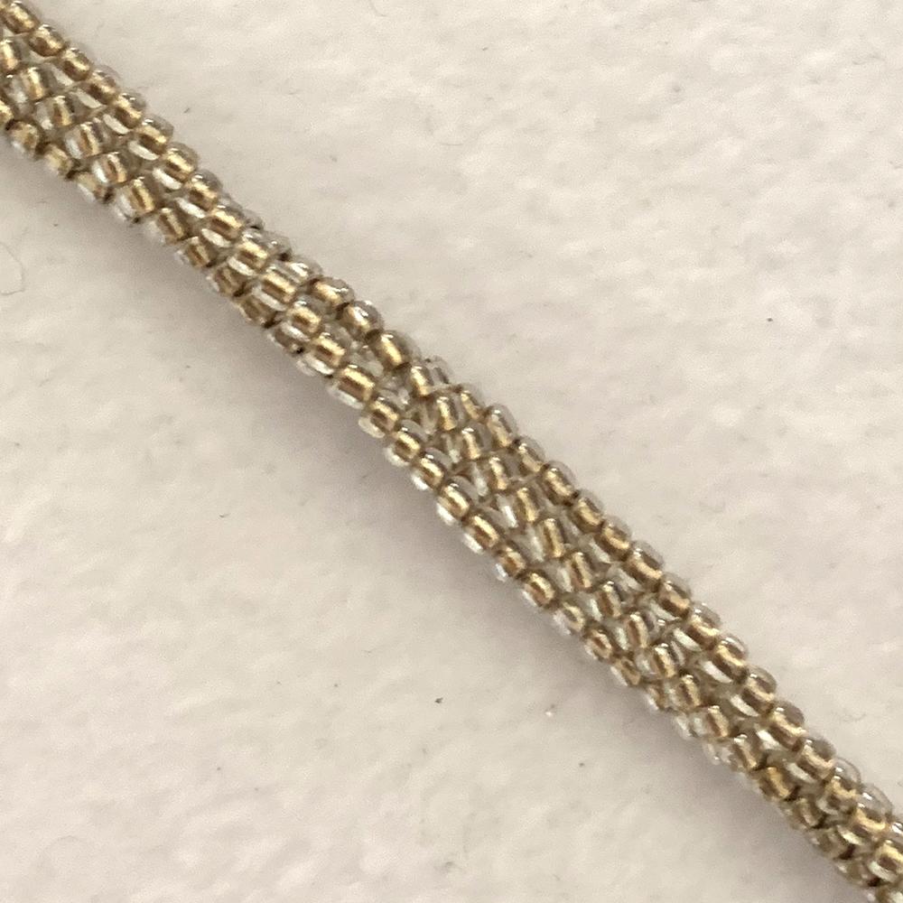 Herringbone Seed Bead Necklace - Gold Lined Crystal