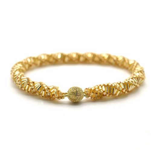 Russian Spiral Bracelet Kit Makes 2 gold bracelet making kit — DIY set with beads and instructions for creating handmade jewelry
