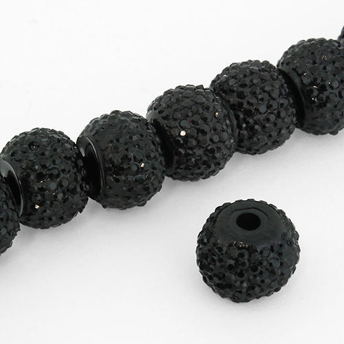 Resin Sparkle Bead 10mm - Black